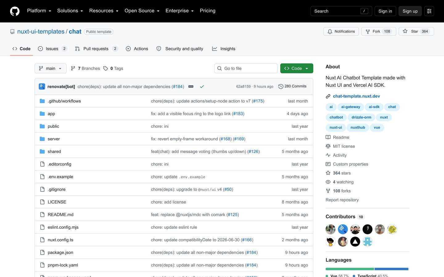 Nuxt AI Chatbot Template