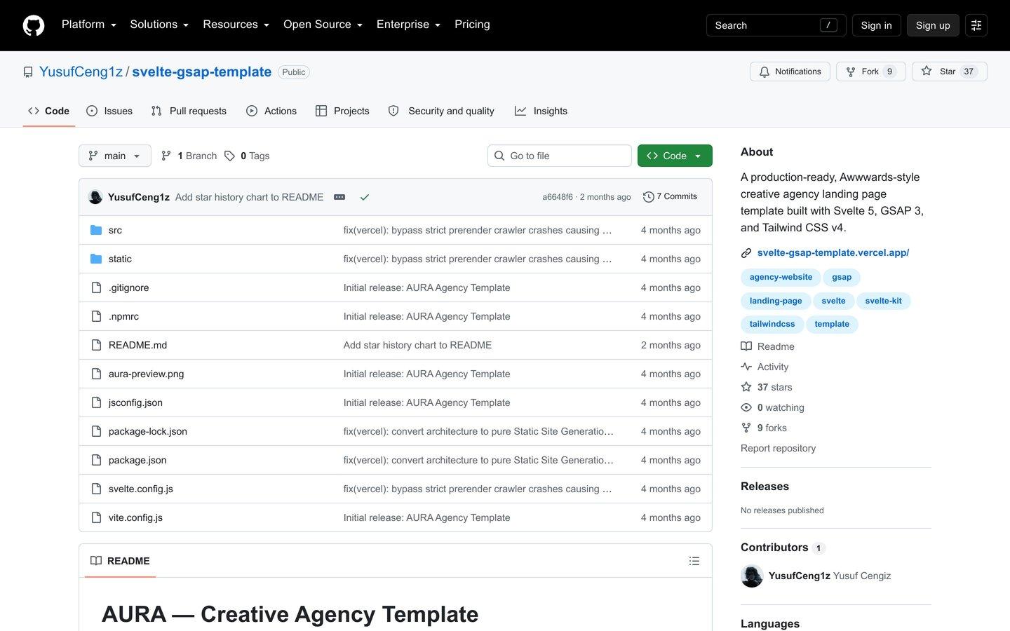 Svelte GSAP Agency Template