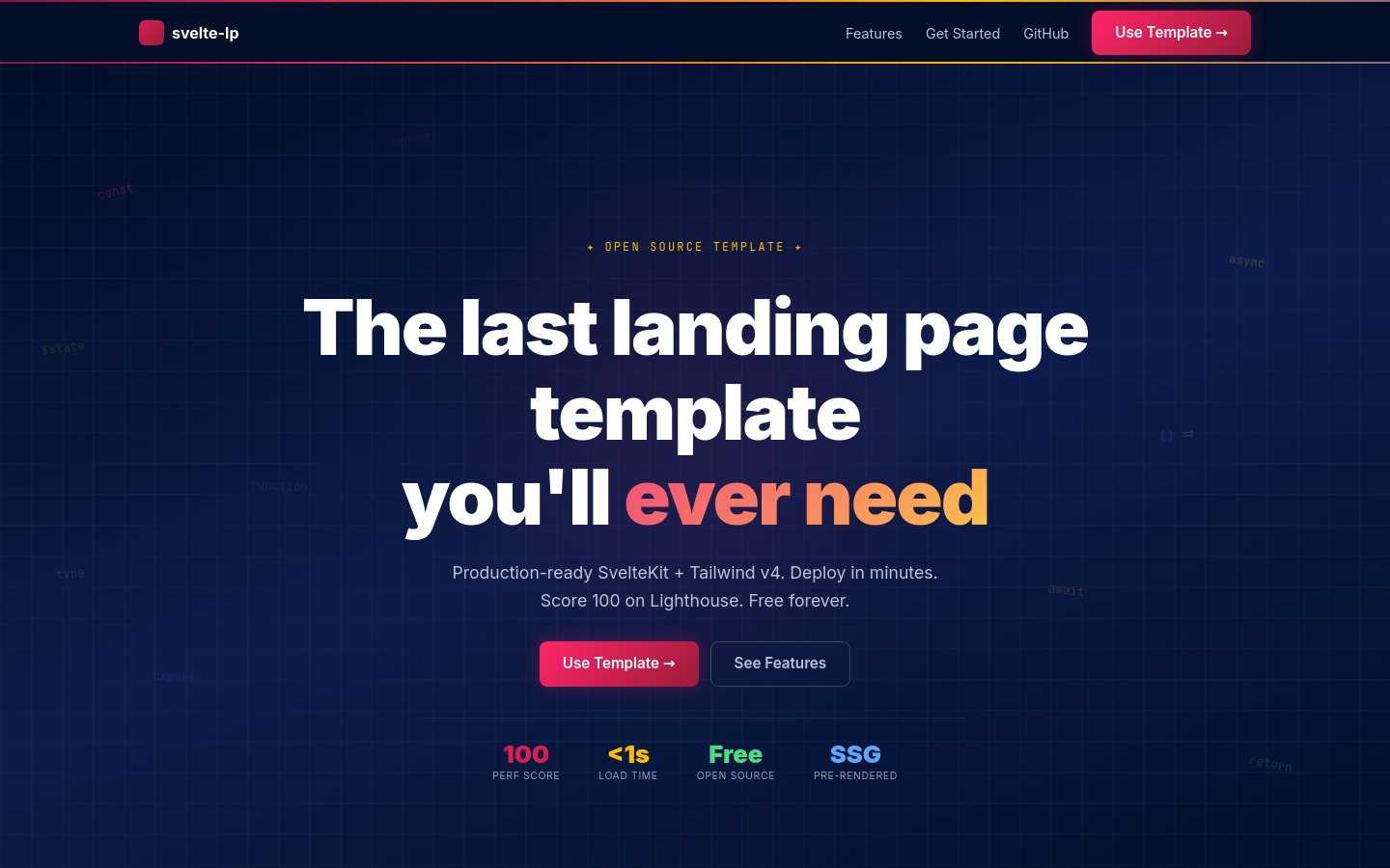 SvelteKit Landing Page Template (loke-dev)