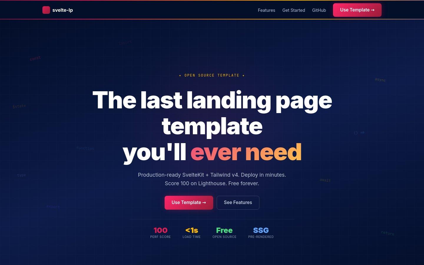 SvelteKit Landing Page Template (loke-dev)
